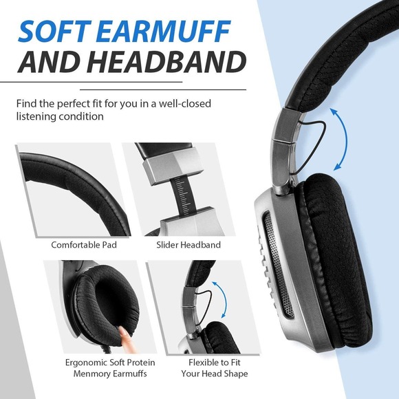 LUPSAN Gaming Headset for Xbox One PS4 PC Mic Stereo with Microphone - Picture 3 of 11